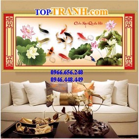 Tranh thêu kín cửu ngư quần hội